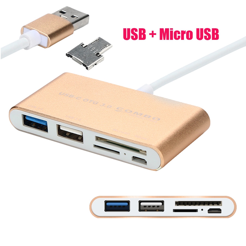 Ouhaobin Multifunctionele Usb 3.0 Micro Usb Otg Combo Kaartlezer Aluminium Hub Usb Hubs Voor Telefoon Pc computer Randapparatuur