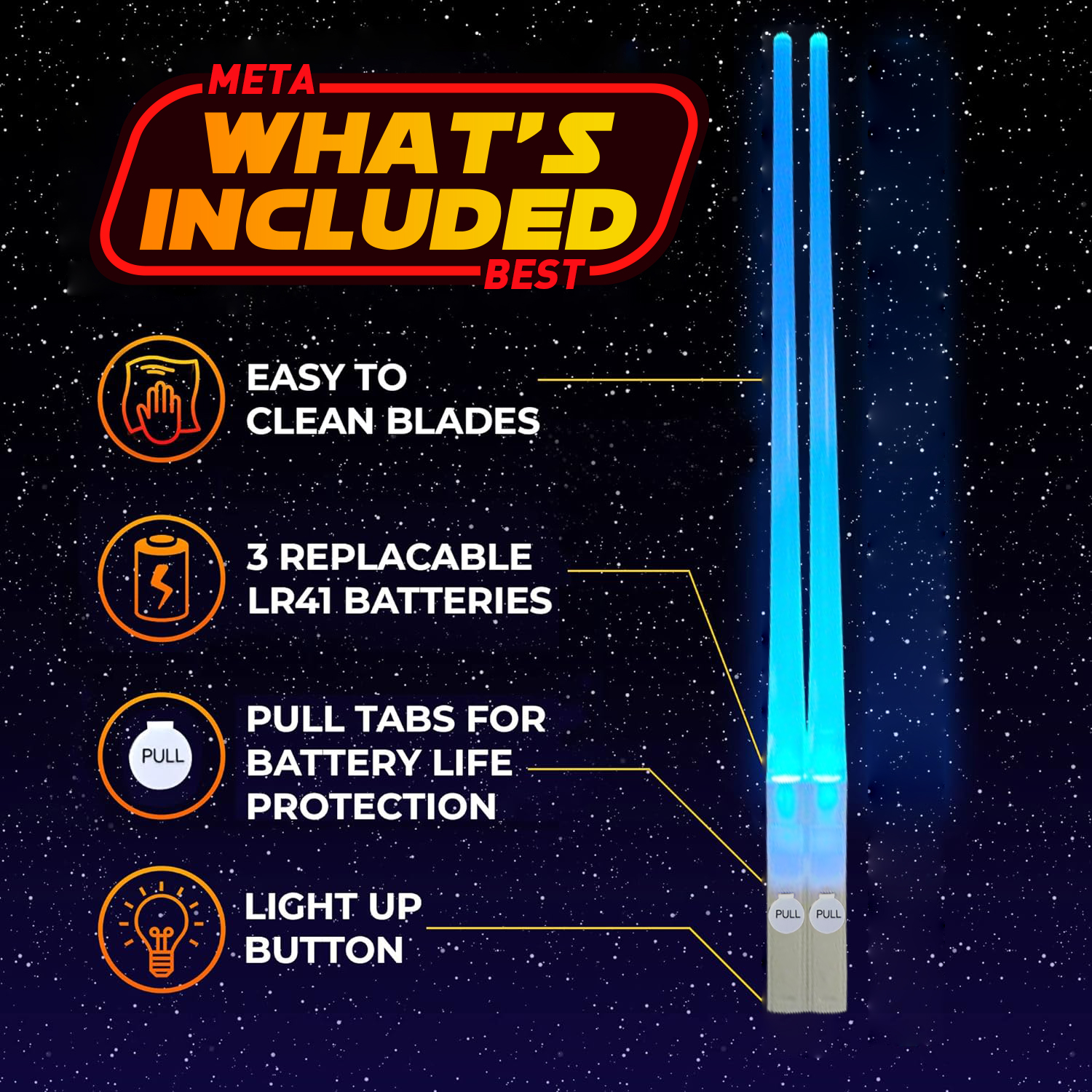 Sabre Laser LED thème StarWar, baguettes chinoises lumineuses, réutilisables, lavables et détachables, baguettes à Sushi, vaisselle de cuisine, 1 paire
