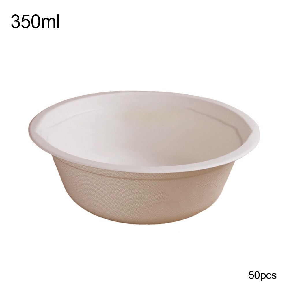 50Pcs Biodegradable Disposable Bowl Restaurant Kitchen Cold Use Container Refrigerator Storage Box Microwaveable: Yellow 350ml