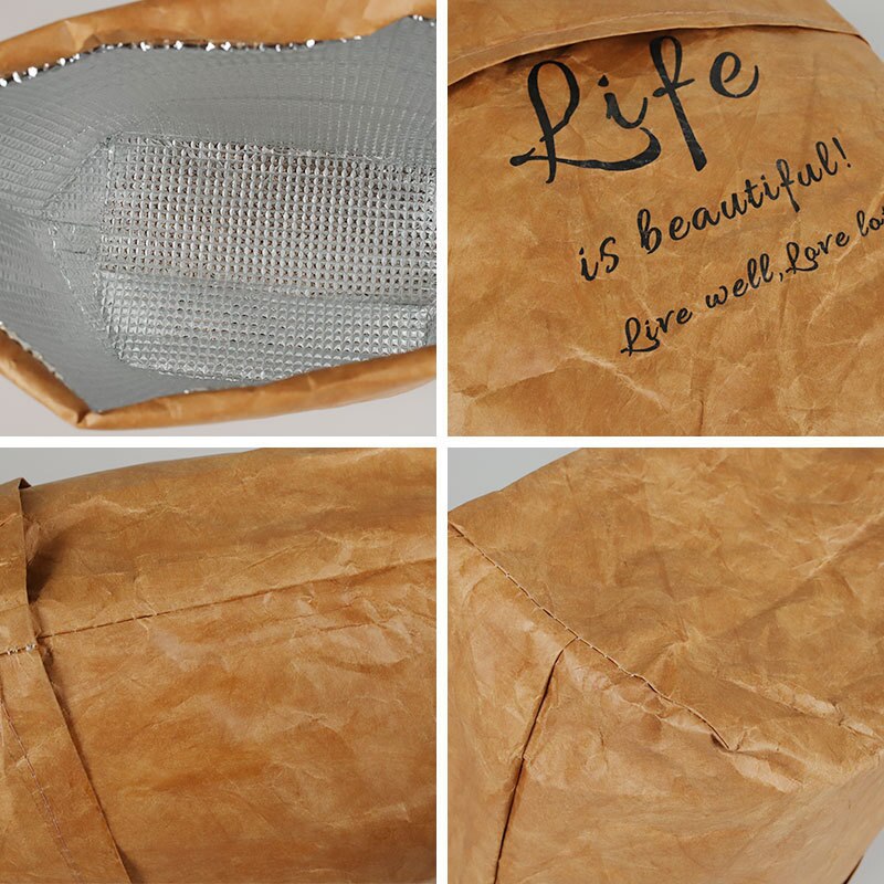 Lunch Bag Tyvek Leakproof Insulated Paper Lunch Box Lightweight Tote Cooler Thermal Lunch Kit Reusable Eco-friendly Lunch Pack