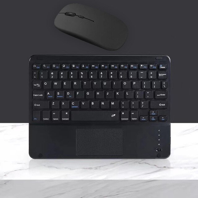 Funda para teclado magnético para iPad , cubierta con Bluetooth, teclado, ratón, tableta, para iPad Air 1, 2, 3, 4 Pro, 11, 12,9, 10,5, 10,2, 9,7": black touch mouse