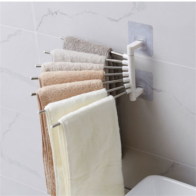 Punch-free Fold Towel Storage Rack Home Wall-mounted Bathroom Toilet Organization Rotate Storage Rod Shopping K127: 7