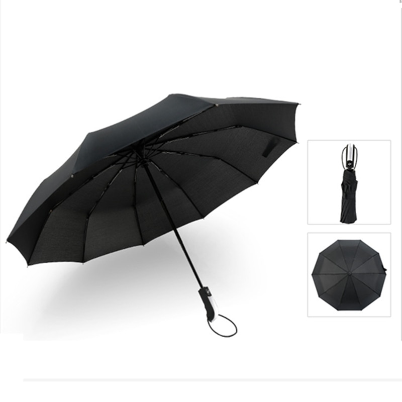 volautomatische Vouwen Zonnige en Regenachtige Paraplu Business Zwarte Golf Paraplu Mannen Winddicht Anti-Uv Paraplu