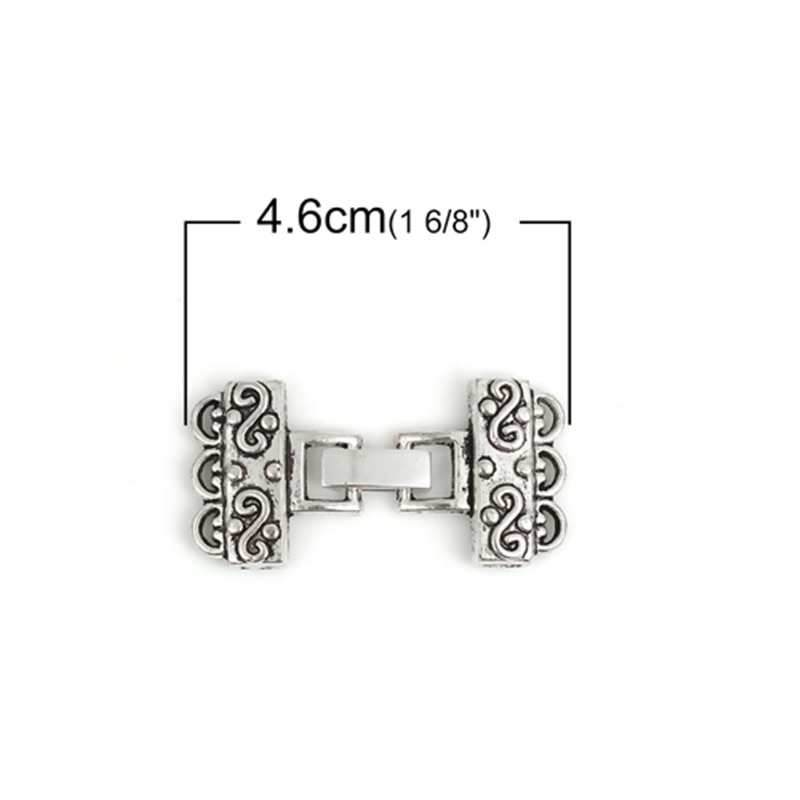 5 Sets Doreen Box End Caps for Bracelets / Necklace 4.6x2.3cm Antique Bronze Silver Color Findings For DIY Jewelry Making