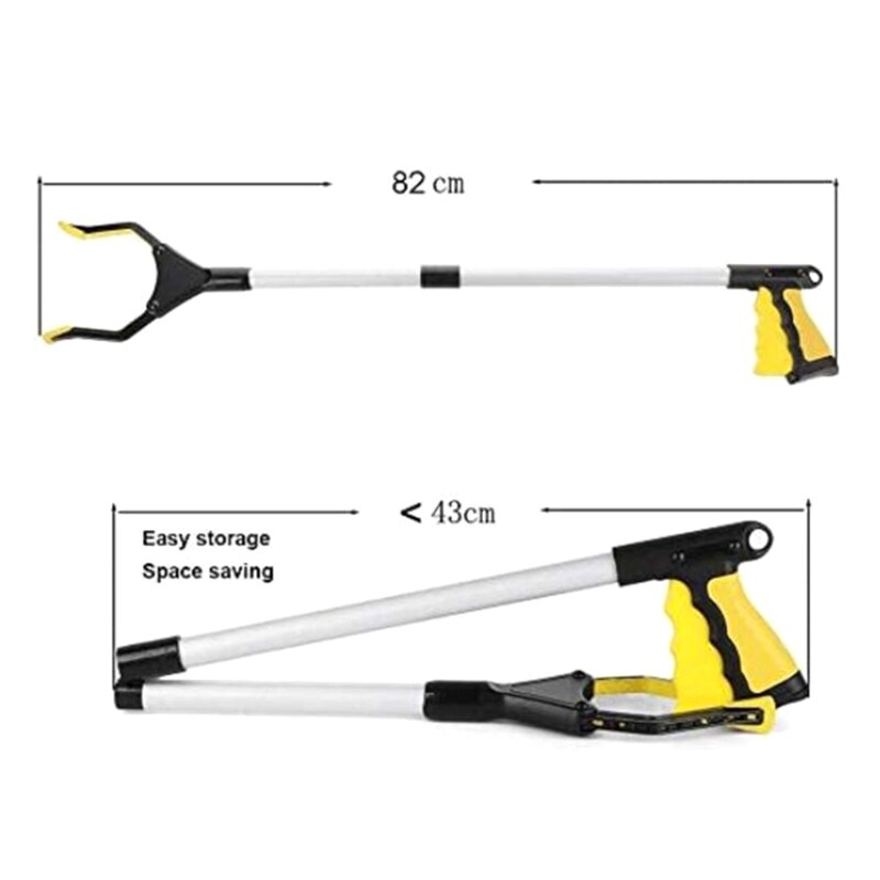 Pinzas largas plegables para recoger basura, herramienta de recogida, Clip curvo para basura, herramientas portátiles para recoger basura