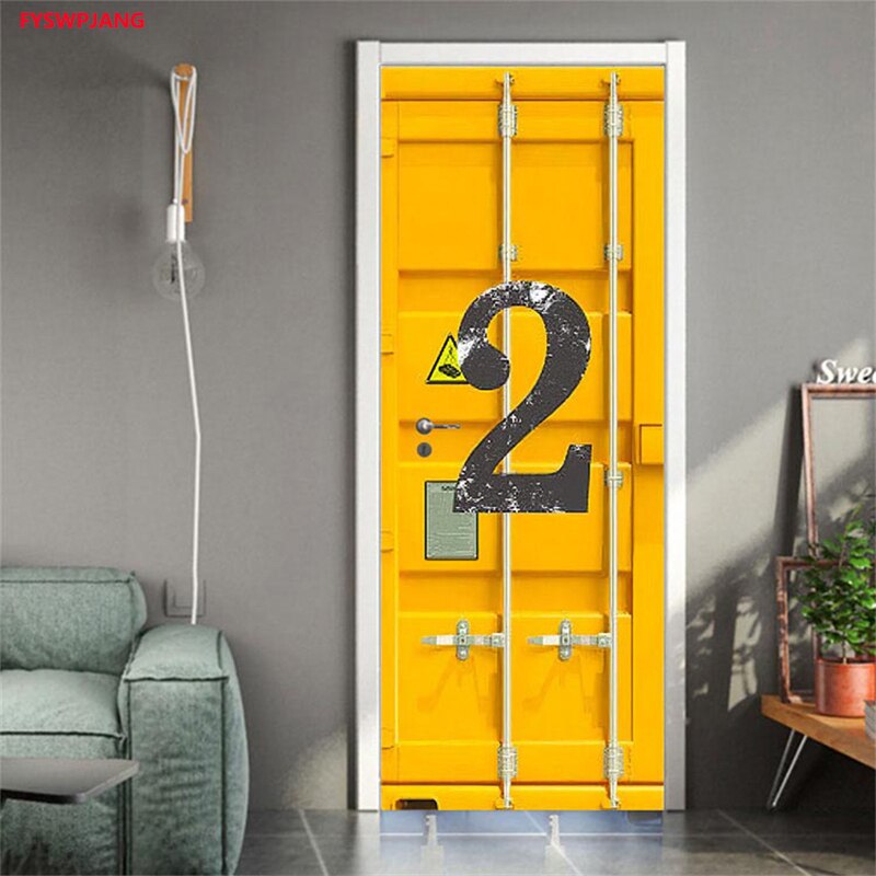 Door Stickers Home Decor Door Wrap Container Wall Sticker Mural Wallpaper Self Adhesive PVC Removable Waterproof Door Decal