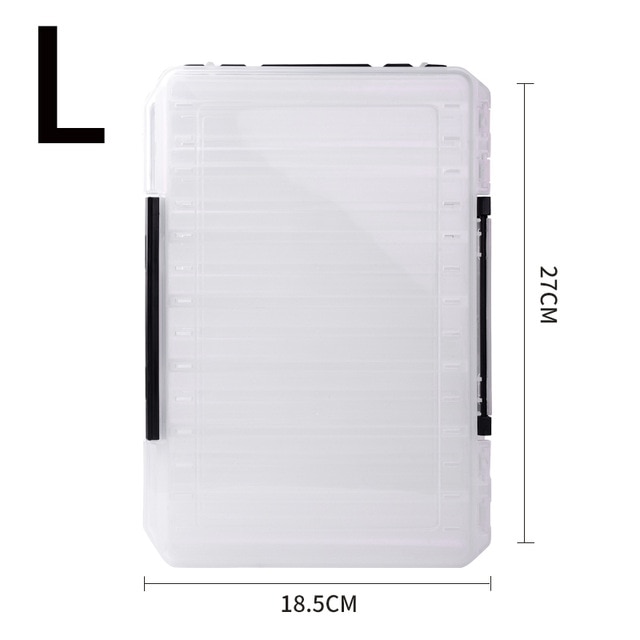 LINNHUE Plastic Fishing Lure Box Double Sided 14 Compartments Minnow Bait Lures Boxes Fishing Tackle Accessories Storage Box: White Large Size