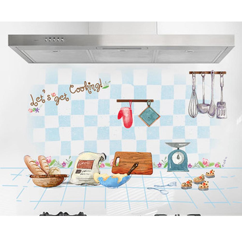 Kitchen Wall Stickers Waterproof Self-adhesive High Temperature Resistant Vinyl Wall Decals for Kitchen Tile Bar Home Decoration: B
