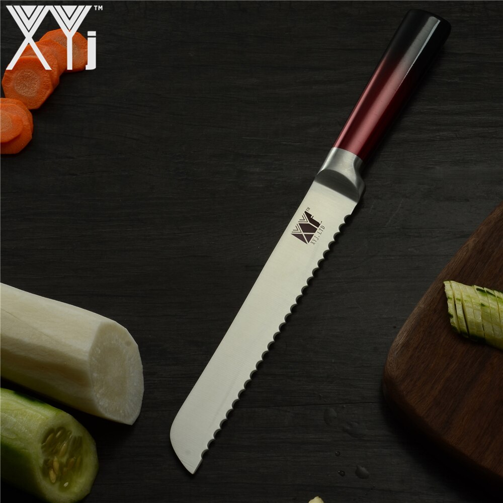 Xyj 9 stk rustfritt stål kniver sett kjøkken saks slipeverktøy bar kokk brød santoku skjæringe verktøy skrelle kniv