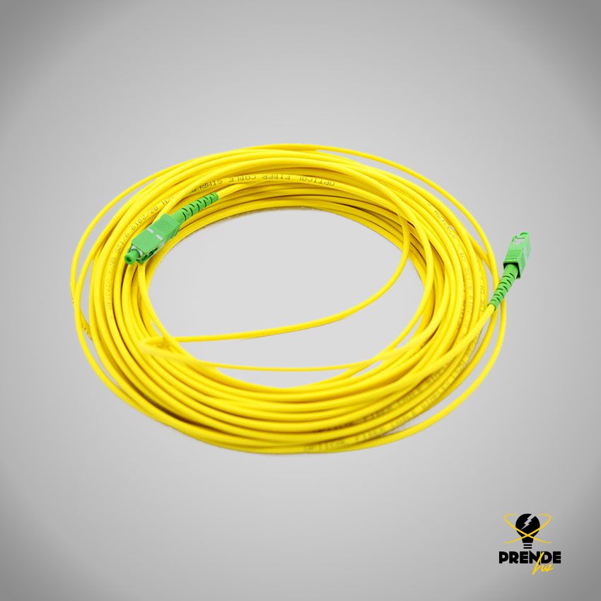 PRENDELUZ Cable Fibra ÓPTICA 15 Metros Universal - Color Amarillo SC/APC a SC/APC monomodo simplex 9/125