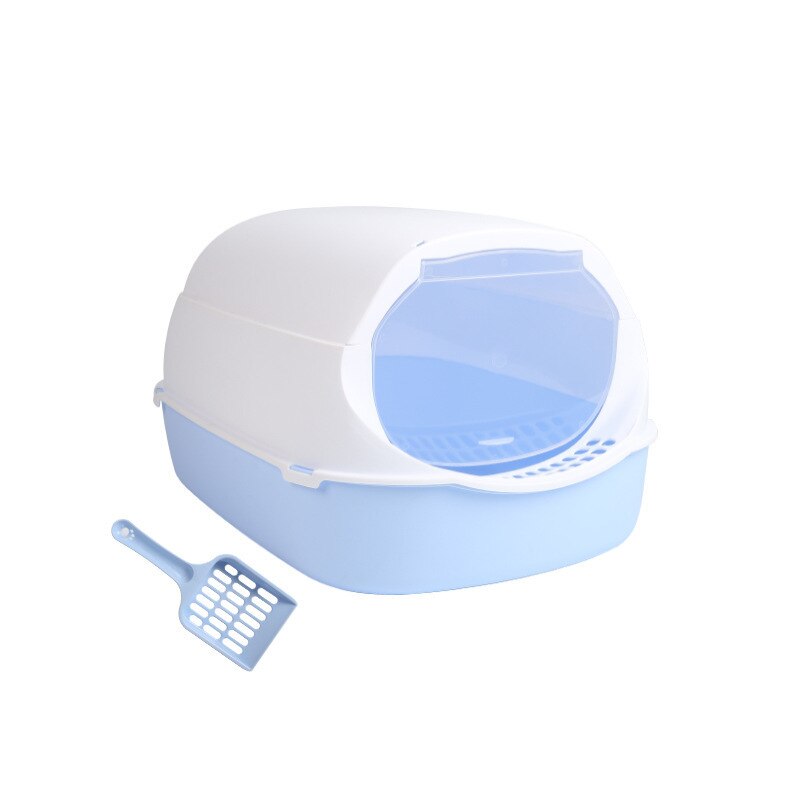 Fully Enclosed Cat Litter Box Toilet Pets Folding Training Tray For Small Animal Removable Washable Multifunctional: Blue for 4.5kg cat