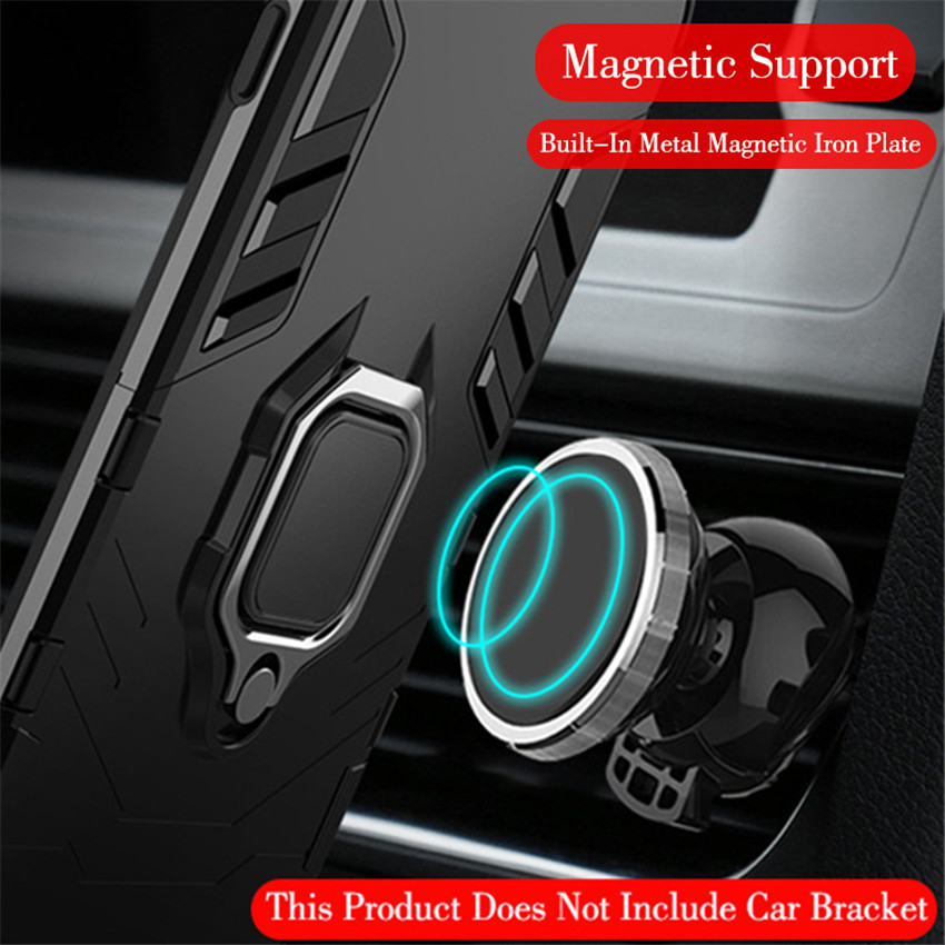 Coque rigide avec anneau support magnétique pour Xiaomi, compatible modèles Redmi Note 8,