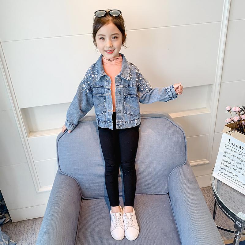 Chaqueta vaquera con perlas para niñas y Abrigos de , ropa de otoño, prendas de vestir exteriores, Chaquetas vaqueras
