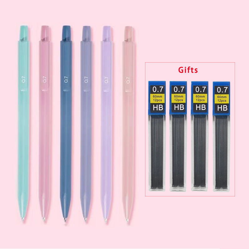 Lápiz mecánico Morandi de alto valor, bolígrafo automático móvil de 0,5mm/0,7mm, lápiz Kawaii, suministros escolares para estudiantes, papelería, 10 Uds.: YELLOW