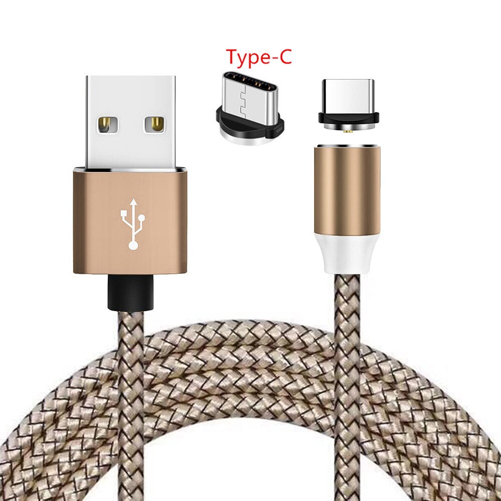 Micro usb magnetisk kabel type c magnet opladerledning til samsung  s7 j7 j6 j4 a3 a5 a7 huawei  p20 lite redmi 8 note 5 6 7 pro: Guld type c kabel