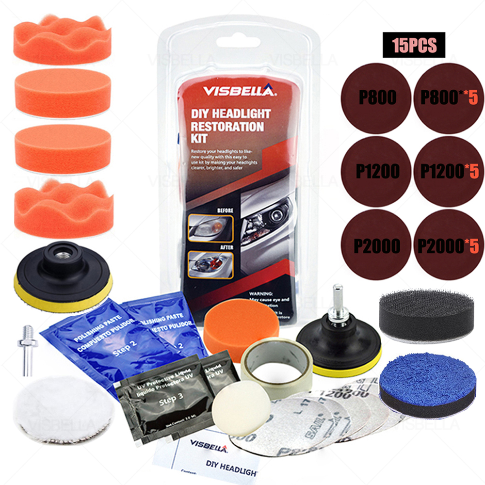 Car Headlight Restoration Polishing Kits Headlamp Repair Kits Car light Lens Polish Polisher Cleaning Paste Refurbish Paint Care: Package 7