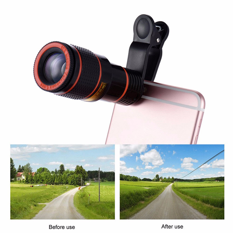 Universele Clip12X Zoom Camera Lens Draagbare Telefoon Telescoop Lens Tele Externe Camera Lens Voor Sumsung Xiaomi Huawei