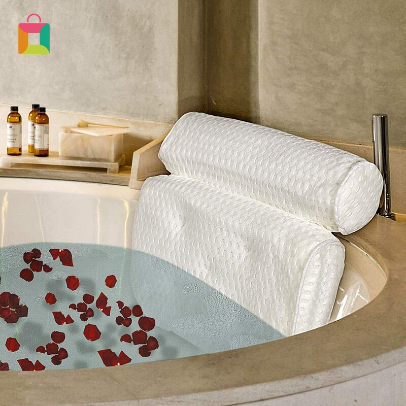 3D Mesh Spa Antislip Cushioned Bad Spa Kussen Bad Head Rest Kussen Met Zuignappen Voor Hals en Terug Badkamer Supply