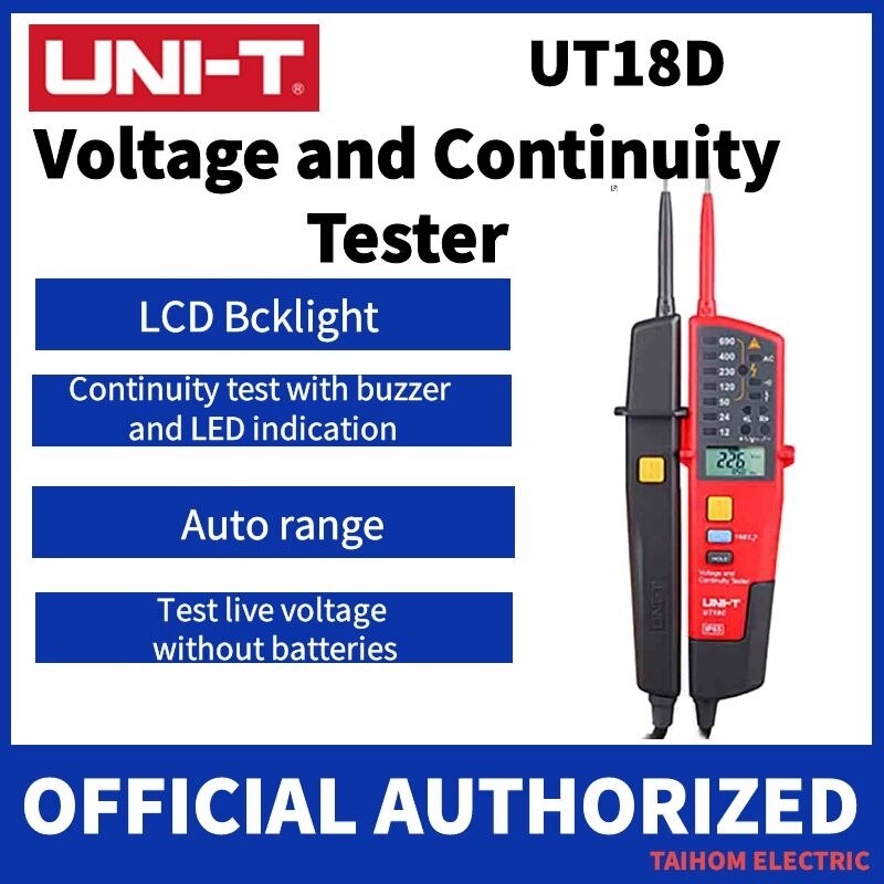 UNI-T Handheld Voltage and Continuity Tester 3-phase Voltage and Phase Sequence/On-Off Test/RCD Tester UT18 Series: UT18D