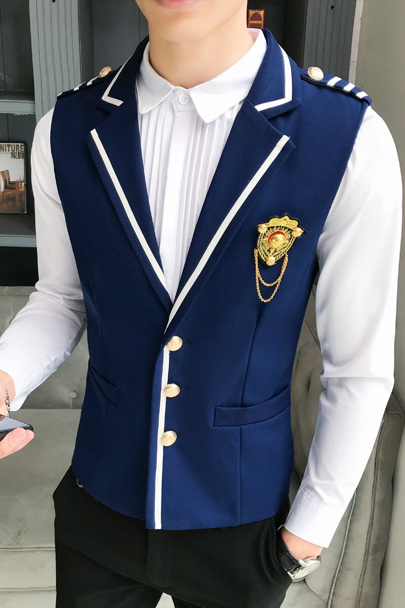 Turndown-krage solid väst män plus size chaleco hombre enkelknäppt affärsväst formell klädsel kostym västar för män våren