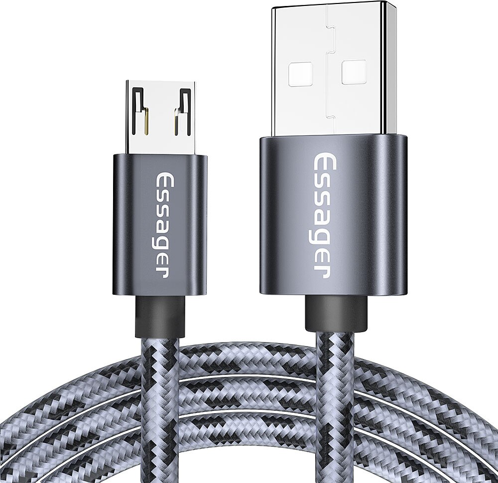 Essager micro cabo de carga usb cabo de data 3a cabo de carga rápida 0.25/1/2 m usbc micro cabo para todo o telefone android: Dark gray 2m