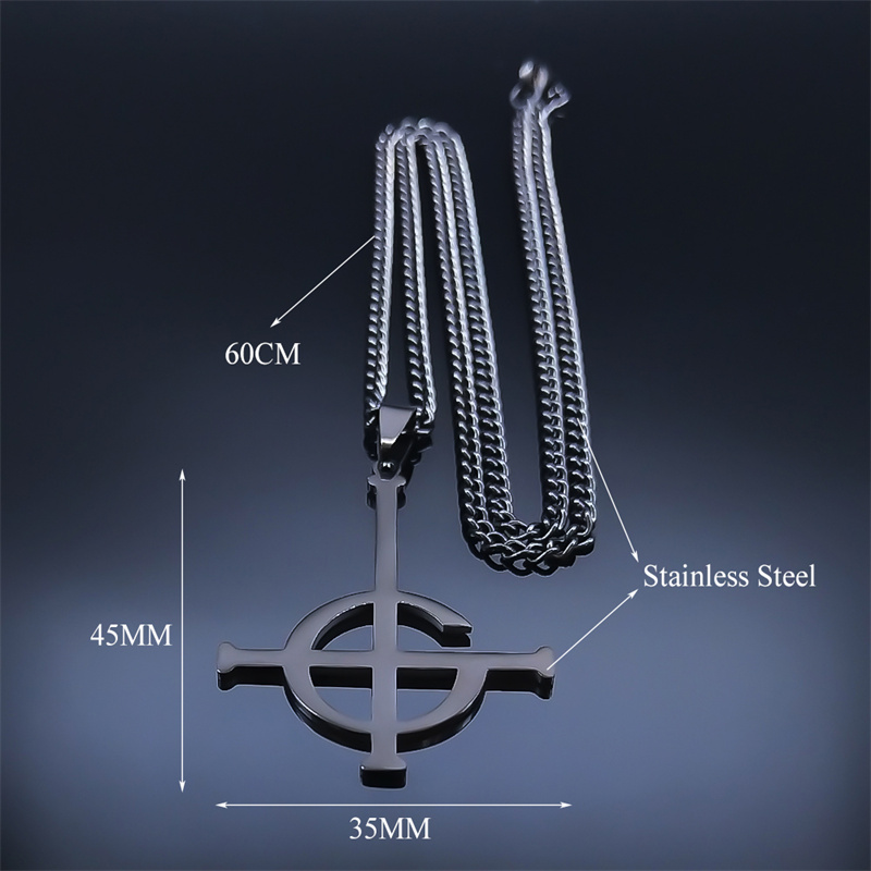 Collar con colgante sin nombre Ghost BC para mujeres y hombres, banda de Ghoul negra de acero inoxidable, cadena con símbolo de Papa Emeritus, joyería N643S06