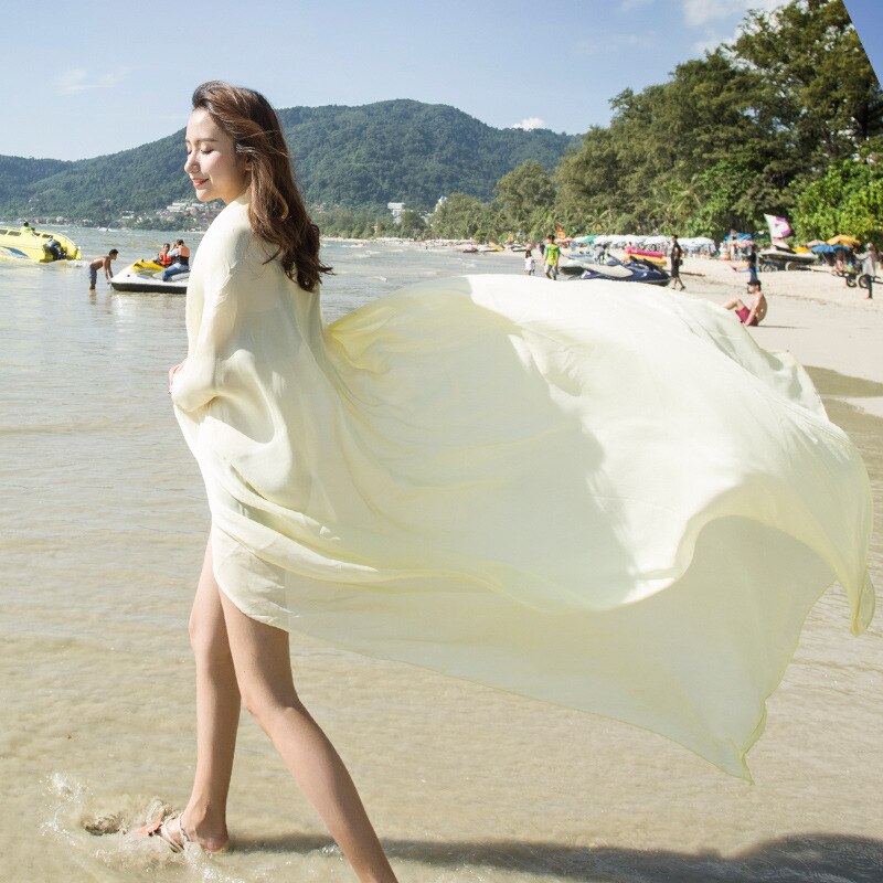 Las mujeres mantón abrigos de colores de caramelo simple Maxi abrigo chal suave mezcla mucho protector solar de verano sol playa 9 colores: Amarillo claro