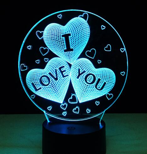 Valentinstag 3D Lampe LED-nachtlicht 7 Farben Tisch lampe Wohnkultur Birne berühren Sensor Luminarias für Frau