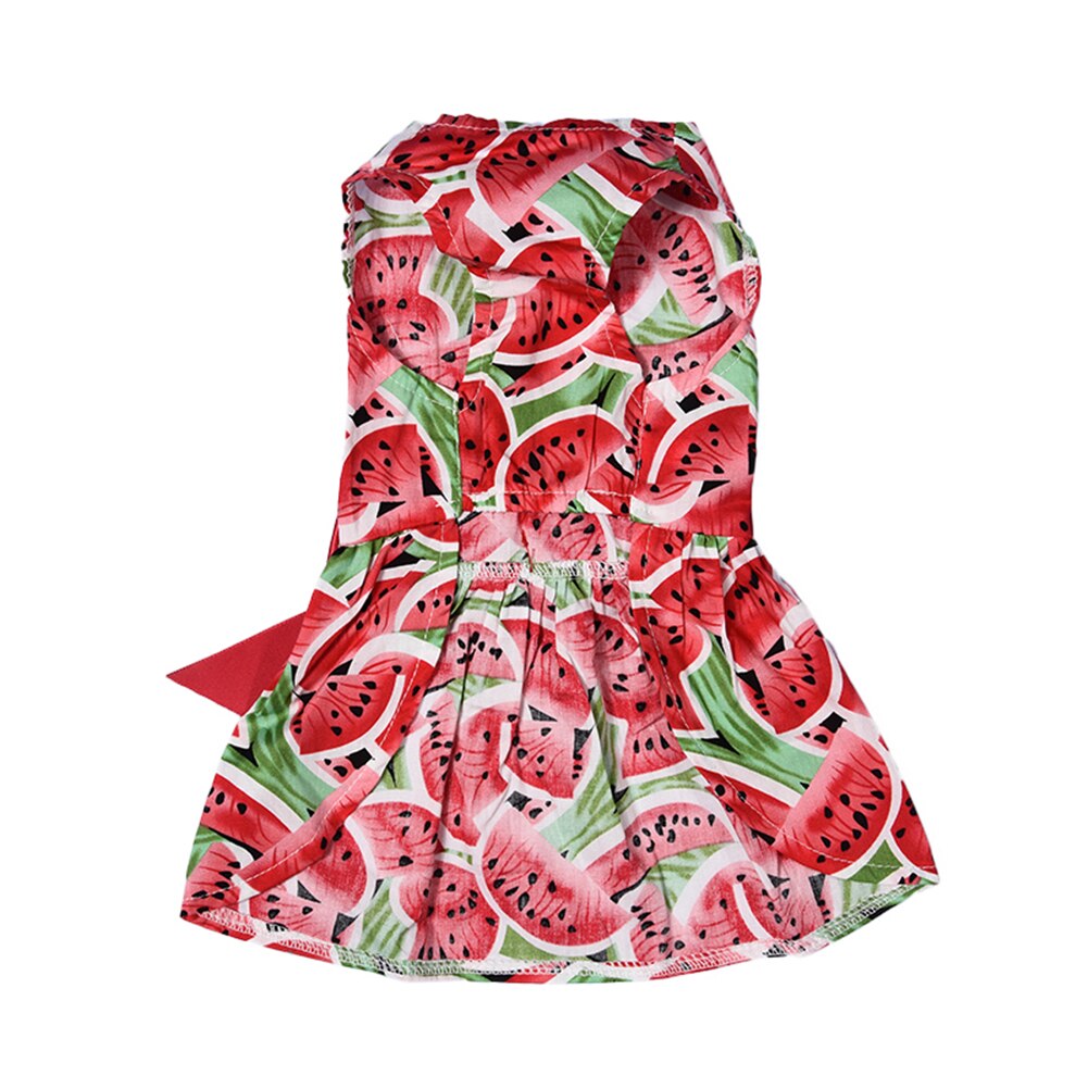 Vestidos para perro o mascota de poliéster con patrones de sandía, vestido de princesa para mascotas, falda para perros, ropa con lazo, XS/S/M/L, novedad de verano