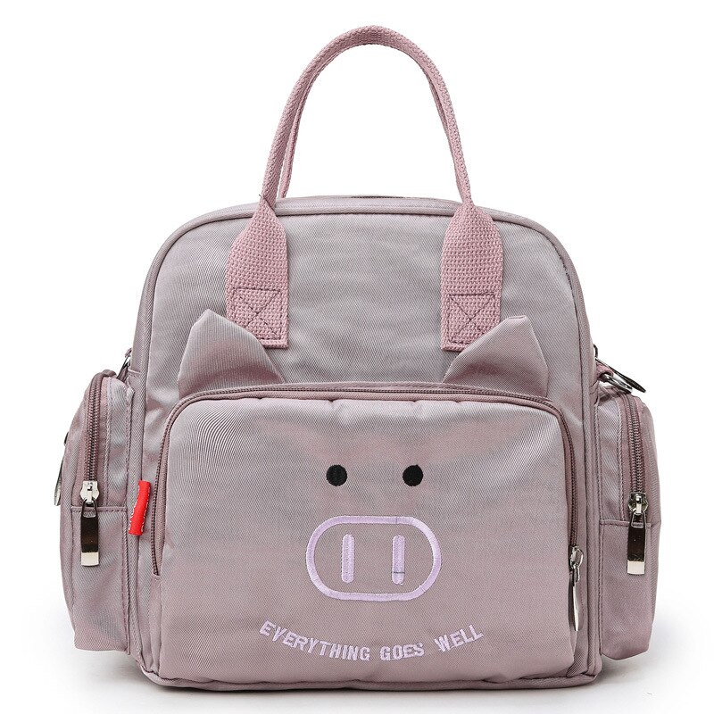 Luiertas Kleine Aantal Multi-Functionele Stijl Mother 'S Tas Hand Lichtgewicht Rugzak Schouder Luiertas: Flesh Color Small Adorable Pig