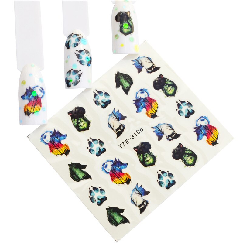 WUF 12 pièces autocollant pour ongles fleur filigrane curseur définit coloré vernis décalcomanies enveloppes pour manucure Nail Art accessoire: YZW-3106