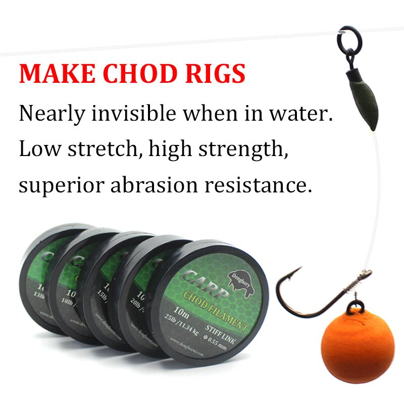 Carp Fishing 10m Fluoro carbon Monofilament Line Hair Carp Rigs Filament Carbon Fiber Leader Line Terminal Tackle Fishing Line