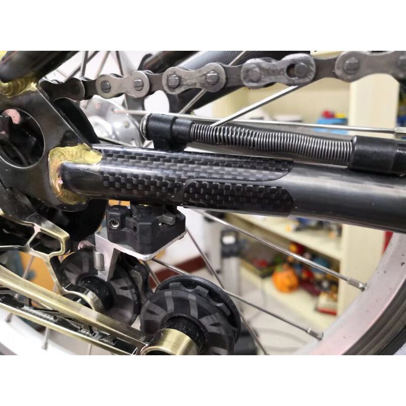 Carbon Fibre Frame Chain Bescherming Sticker Voor Brompton Vouwfiets Fiets Achtervork Protector Sticker