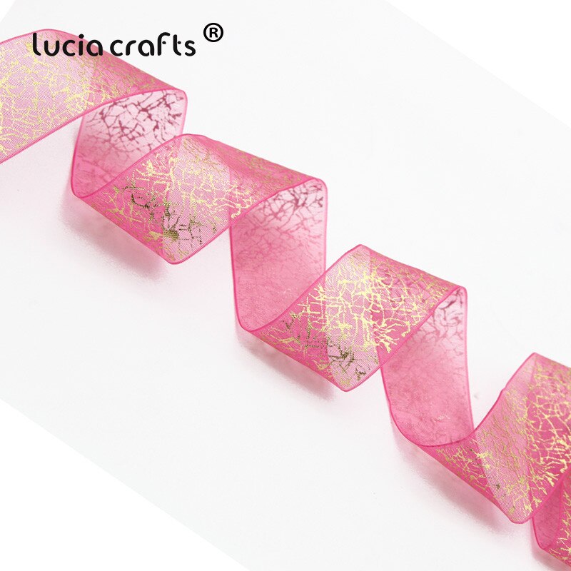 Lucia Ambachten 25 Mm Gedrukt Organza Lint Wedding Wrapping Decor Materiaal Diy Naaien & Haar Boog Accessoires P0102: C3 Rose red 5y