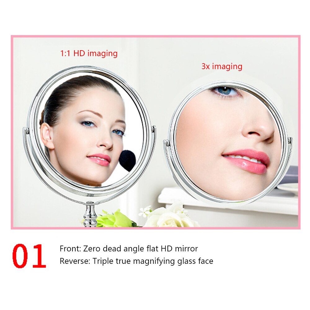 Round Shape Simple Rotatable Beauty Makeup Mirror Double-Sided Normal Magnifying Stand Cosmetic Mirror
