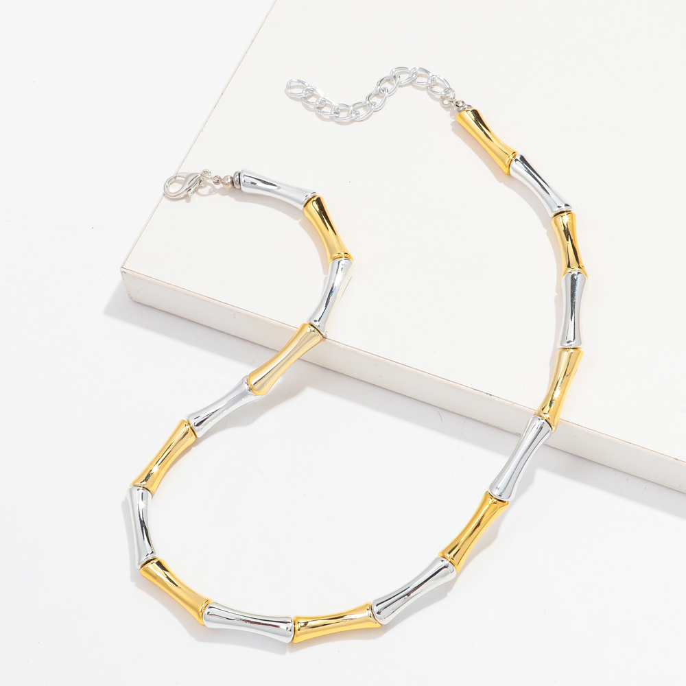 Thin Bamboo Curved Tube Choker Necklace Men Women HipHop Ball Bead Pendant Necklace Stack Trendy Party Jewelry Collar