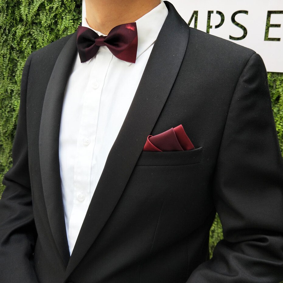 Corbata de lazo para hombre para boda, , negocios, camisa, vino tinto, mariposa, original, hecho a mano, juegos cuadrados de bolsillo