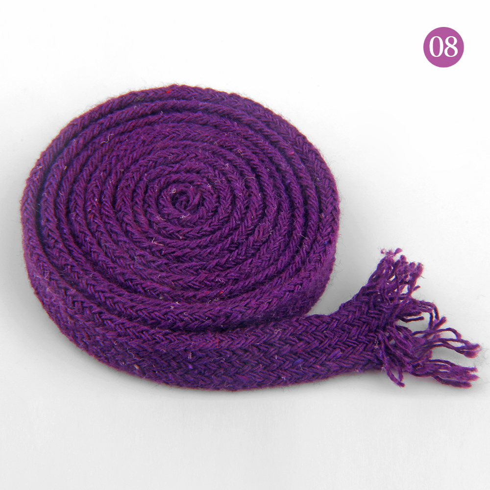 Cuerda de algodón de 10mm, cordón trenzado plano, tejido Multicolor para bolso, artesanía hecha a mano, costura textil para el hogar, 5 yardas: Morado