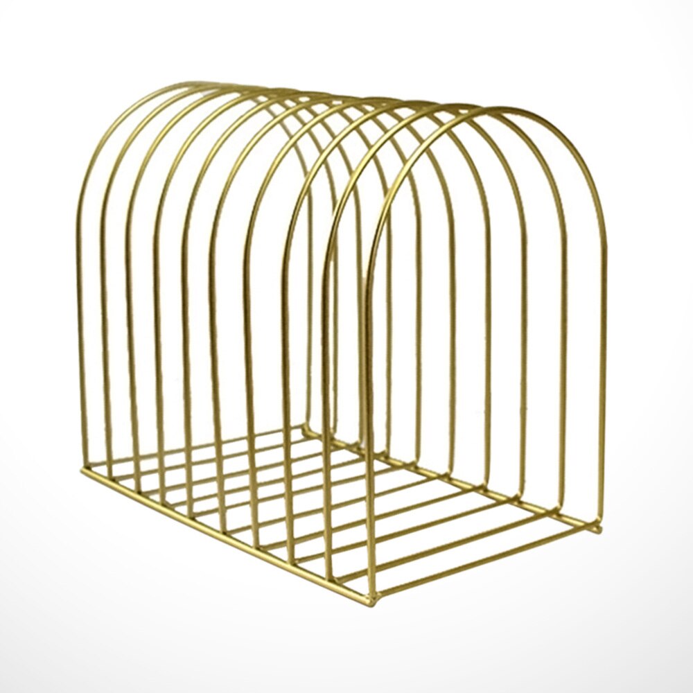 Nordisk jern bogreol desktop lille opbevaring boghylde rack kontor desktop dokument opbevaring rack til bog magasin fil (gylden)