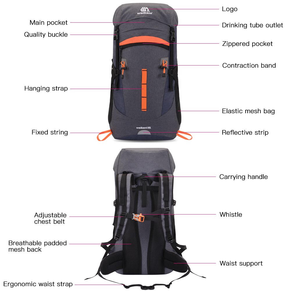 50 l store kapacitet sportsvest ultralette ridetaske kvinder mænd åndbar jogging sport rygsæk til camping vandreture sport taske