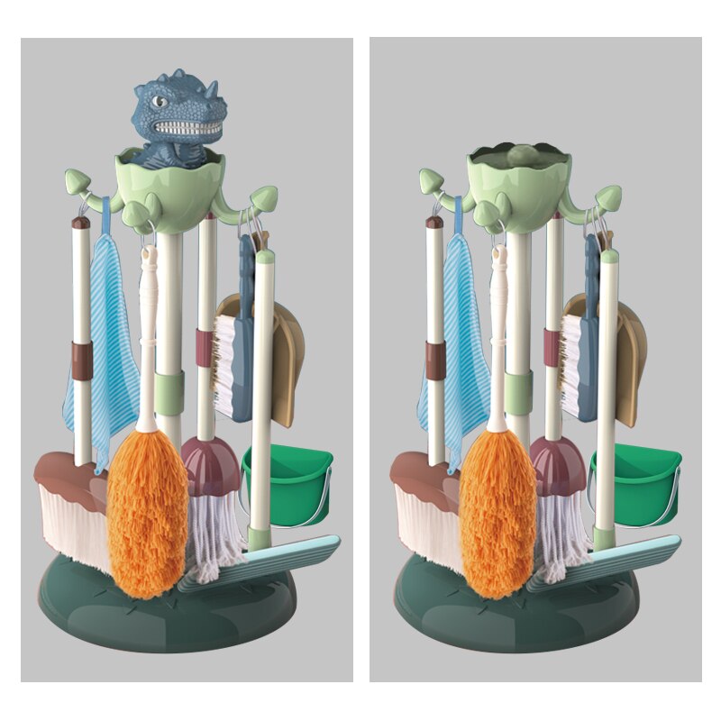 6 Stks/set Kids Dinosaurus Huishouden Tool Sets Speelgoed Pretend Play Schoonmaken Bezem Mop Borstel Set Educatief Speelgoed Voor Kinderen Baby