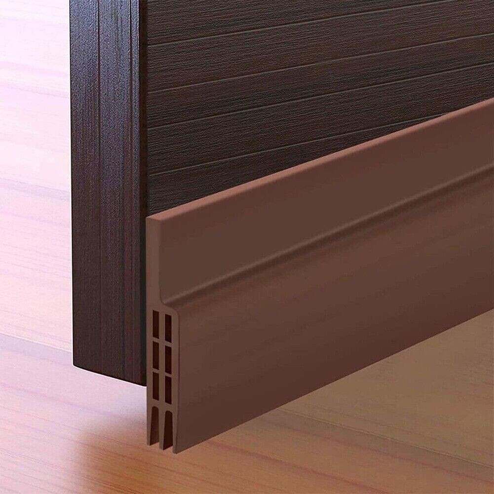 1M Waterproof Seal Strip Windbreak Stopper Door Bottom Guard Door Draft Excluder Strip Self Adhesive Tape Bottom Strip: Khaki