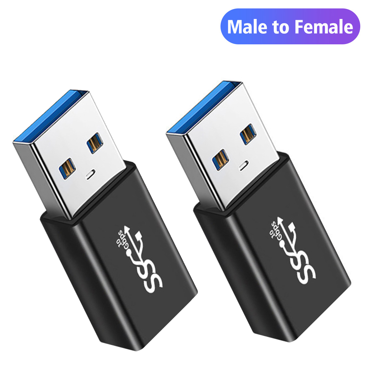 NNBILI USB3.0 Connector USB To USB Adapter 5Gbps Male to Male Female USB Converter For SSD HDD Cable Extender USB 3.0 Plug: black