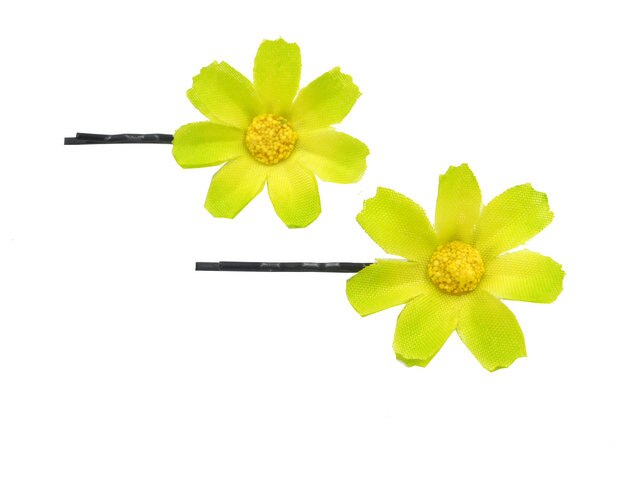 Fresh White Daisy Hair Pins Artificial Fabric Flowers Clips for Women Accessories Bride Jewelry Bridal Head Piece Party Headwear: Green DFA208