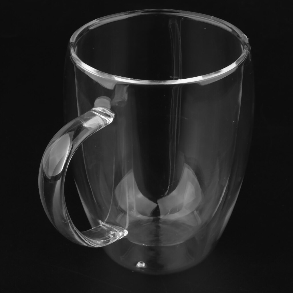 250ml 350ml 450ml Double Wall Glass Coffee Mugs Clear Tea Cups with Handle