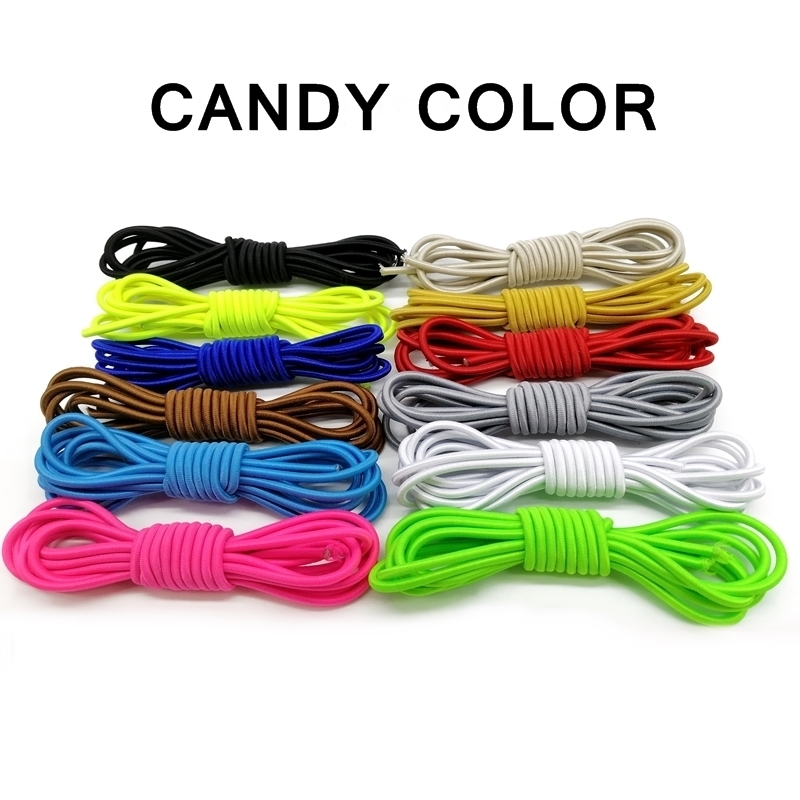 Cordones de zapato elásticos con cerradura de Metal para niños y adultos, Cordones redondos para zapatillas, cordones rápidos, tiras de zapatos perezosos, sin atar, Z051