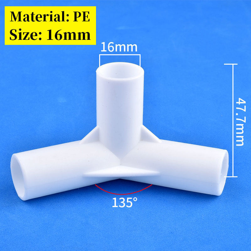 2/5/10Pcs 16mm White Straight Tee Elbow Connector 90 120 135 Degree Three-Dimensional 3-way 4-way Joint DIY Tent Fixed Fittings: grey / 1''