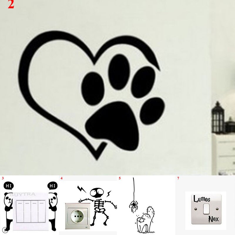 Verschillende Grappige Dieren Schakelaar Sticker Voor Kinderen Kamers Diy Creatieve Panda Muurstickers Decal Slaapkamer Woonkamer