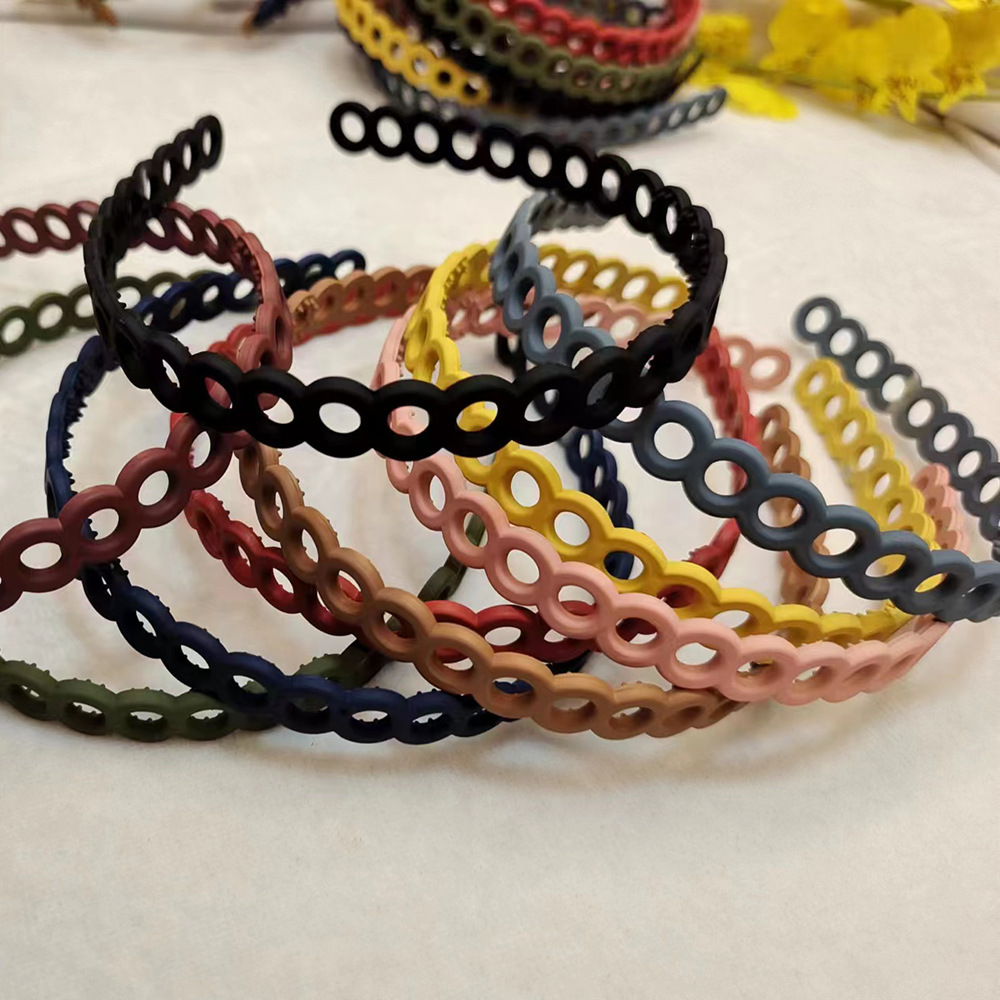 Nouvelle peinture en caoutchouc trou rond en plastique cheveux accessoires visage lavage fille dames Simple givré bandeau