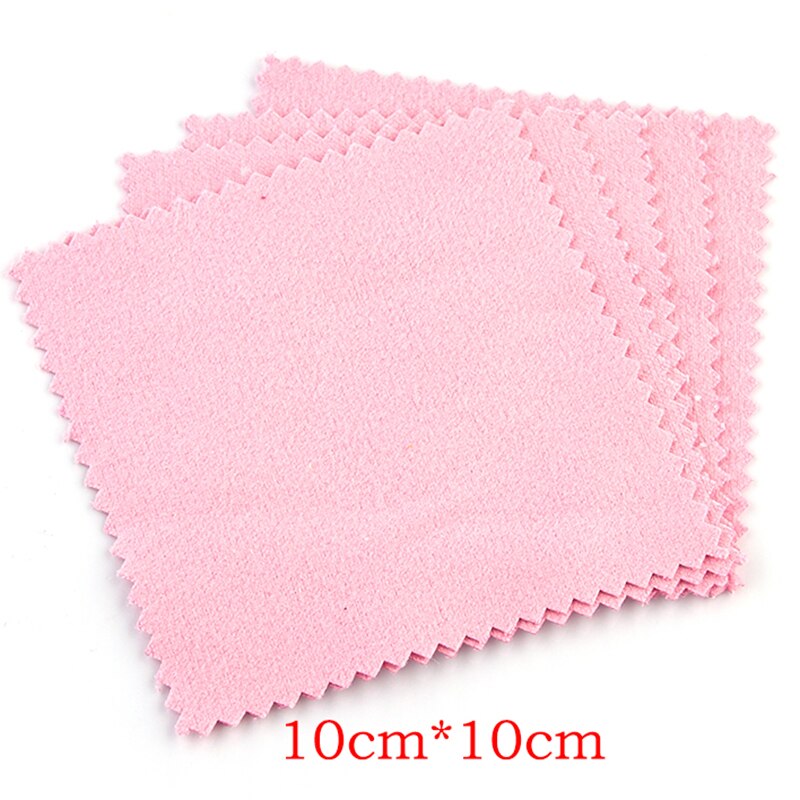 20-50 stücke Polnischen Polieren Tuch Silber Farbe Reinigung Polieren Tuch Weichen, Sauberen Wischen Abwischen Tuch Schmuck Werkzeug Schmuck reinigung: pink 10x10mm 50pcs